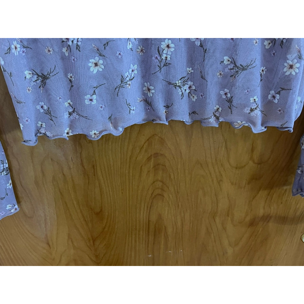 Hem & Thread Purple Floral Long Sleeve Shirt Womens Size S EUC - Picture 3 of 8